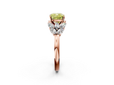 Rose gold Fancy Yellow Cushion  Diamond Cluster Leaf Design Ring with Prong Setting_68