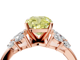 Rose gold Fancy Yellow Cushion  Diamond Cluster Leaf Design Ring with Prong Setting_70