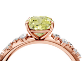 Rose gold Fancy Yellow Cushion  Diamond Cluster Prong-Set Solitaire Ring_47