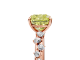 Rose gold Fancy Yellow Cushion  Diamond Cluster Prong-Set Solitaire Ring_48