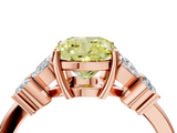 Rose gold Fancy Yellow Cushion  Diamond Floral Cluster Ring with Solitaire Band and Prong Setting_55