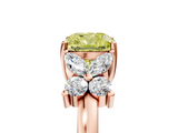 Rose gold Fancy Yellow Cushion  Diamond Floral Cluster Ring with Solitaire Band and Prong Setting_56