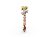 Rose gold Fancy Yellow Cushion  Diamond Floral Vine Solitaire Engagement Ring_5
