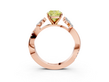 Rose gold Fancy Yellow Cushion  Diamond Floral Vine Solitaire Engagement Ring_6