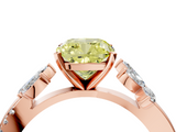 Rose gold Fancy Yellow Cushion  Diamond Floral Vine Solitaire Engagement Ring_7