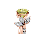 Rose gold Fancy Yellow Cushion  Diamond Floral Vine Solitaire Engagement Ring_8