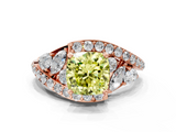 Rose gold Fancy Yellow Cushion  Diamond Halo Ring with Marquise and Pavé Band in Prong Setting_56