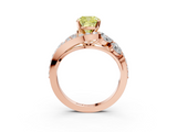 Rose gold Fancy Yellow Cushion  Diamond Halo Ring with Marquise and Pavé Band in Prong Setting_59