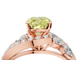 Rose gold Fancy Yellow Cushion  Diamond Halo Ring with Marquise and Pavé Band in Prong Setting_60