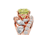Rose gold Fancy Yellow Cushion  Diamond Halo Ring with Marquise and Pavé Band in Prong Setting_61