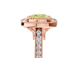 Rose gold Fancy Yellow Cushion  Diamond Halo Ring with Milgrain Frame and Pavé Band 5