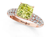 Rose gold Fancy Yellow Cushion  Diamond Pavé Band Solitaire Ring with Four-Prong Setting_49