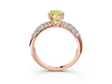 Rose gold Fancy Yellow Cushion  Diamond Pavé Band Solitaire Ring with Four-Prong Setting_51