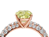 Rose gold Fancy Yellow Cushion  Diamond Pavé Band Solitaire Ring with Four-Prong Setting_52