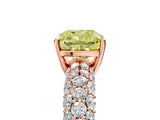 Rose gold Fancy Yellow Cushion  Diamond Pavé Band Solitaire Ring with Four-Prong Setting_53
