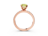Rose gold Fancy Yellow Cushion  Diamond Pavé Band Solitaire with Four-Prong Setting_204