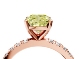 Rose gold Fancy Yellow Cushion  Diamond Pavé Band Solitaire with Four-Prong Setting_205