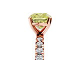 Rose gold Fancy Yellow Cushion  Diamond Pavé Band Solitaire with Four-Prong Setting_206
