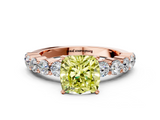 Rose gold Fancy Yellow Cushion  Diamond Pavé Band Solitaire with Four-Prong Setting_3