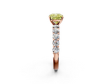 Rose gold Fancy Yellow Cushion  Diamond Pavé Band Solitaire with Four-Prong Setting_5