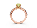 Rose gold Fancy Yellow Cushion  Diamond Pavé Band Solitaire with Four-Prong Setting_6