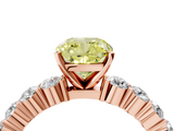 Rose gold Fancy Yellow Cushion  Diamond Pavé Band Solitaire with Four-Prong Setting_7