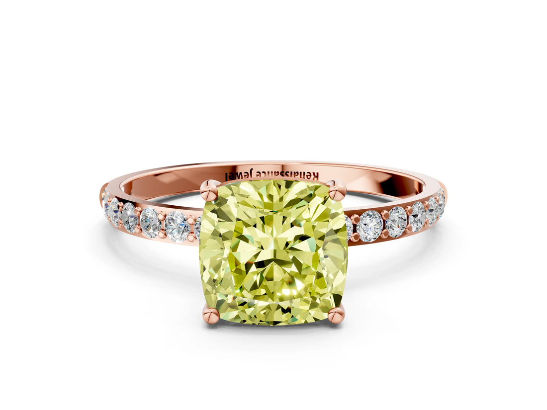 Rose gold Fancy Yellow Cushion  Diamond Pavé Band with Six-Prong Setting_27