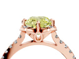 Rose gold Fancy Yellow Cushion  Diamond Pave Band with Floral Prong Setting_31
