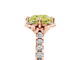 Rose gold Fancy Yellow Cushion  Diamond Pave Band with Floral Prong Setting_32