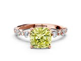 Rose gold Fancy Yellow Cushion  Diamond Prong Set Engagement Ring with Pave Band_199
