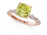 Rose gold Fancy Yellow Cushion  Diamond Prong Set Engagement Ring with Pave Band_200