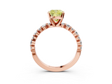 Rose gold Fancy Yellow Cushion  Diamond Prong Set Engagement Ring with Pave Band_202