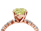 Rose gold Fancy Yellow Cushion  Diamond Prong Set Engagement Ring with Pave Band_203