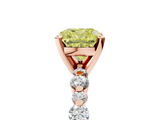 Rose gold Fancy Yellow Cushion  Diamond Prong Set Engagement Ring with Pave Band_204