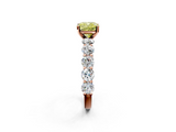 Rose gold Fancy Yellow Cushion  Diamond Prong Setting with Side Stones on a Pave Band_144