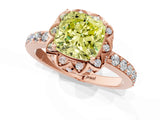 Rose gold Fancy Yellow Cushion  Diamond Solitaire Ring with Shared Prong Pavé Band_55