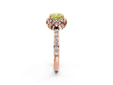 Rose gold Fancy Yellow Cushion  Diamond Solitaire Ring with Shared Prong Pavé Band_56