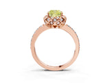 Rose gold Fancy Yellow Cushion  Diamond Solitaire Ring with Shared Prong Pavé Band_57