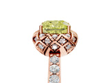 Rose gold Fancy Yellow Cushion  Diamond Solitaire Ring with Shared Prong Pavé Band_59
