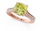 Rose gold Fancy Yellow Cushion  Diamond Solitaire with Pave Band and Six-Prong Setting_21