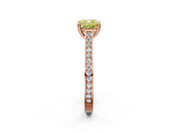 Rose gold Fancy Yellow Cushion  Diamond Solitaire with Pave Band and Six-Prong Setting_22