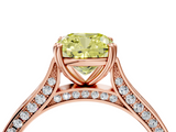 Rose gold Fancy Yellow Cushion  Diamond Solitaire with Pave Band and Six-Prong Setting_24