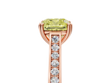 Rose gold Fancy Yellow Cushion  Diamond Solitaire with Pave Band and Six-Prong Setting_25