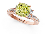 Rose gold Fancy Yellow Cushion  Diamond Three-Stone Pave Band with Four-Prong Setting_21
