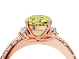 Rose gold Fancy Yellow Cushion  Diamond Three-Stone Pave Band with Four-Prong Setting_24