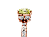 Rose gold Fancy Yellow Cushion  Diamond Three-Stone Pave Band with Four-Prong Setting_25