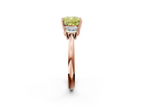 Rose gold Fancy Yellow Cushion  Diamond Three-Stone Ring with Trapezoid Side Stones and Prong Setting_36