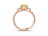 Rose gold Fancy Yellow Cushion  Diamond Three-Stone Ring with Trapezoid Side Stones and Prong Setting_37