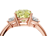 Rose gold Fancy Yellow Cushion  Diamond Three-Stone Ring with Trapezoid Side Stones and Prong Setting_38