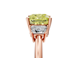 Rose gold Fancy Yellow Cushion  Diamond Three-Stone Ring with Trapezoid Side Stones and Prong Setting_39